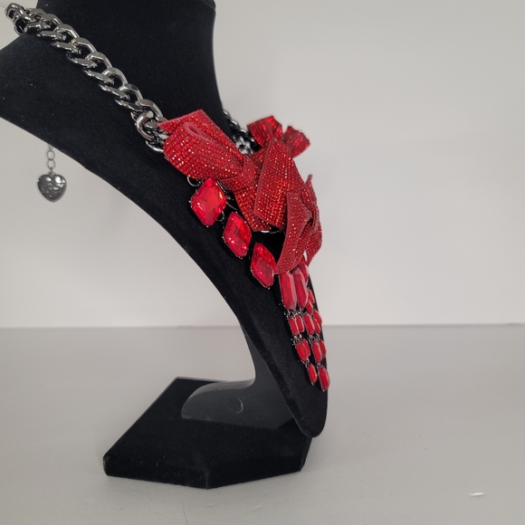 Free Ship Betsey Johnson Christmas Holiday Jewel Red Necklace - Picture 13 of 17